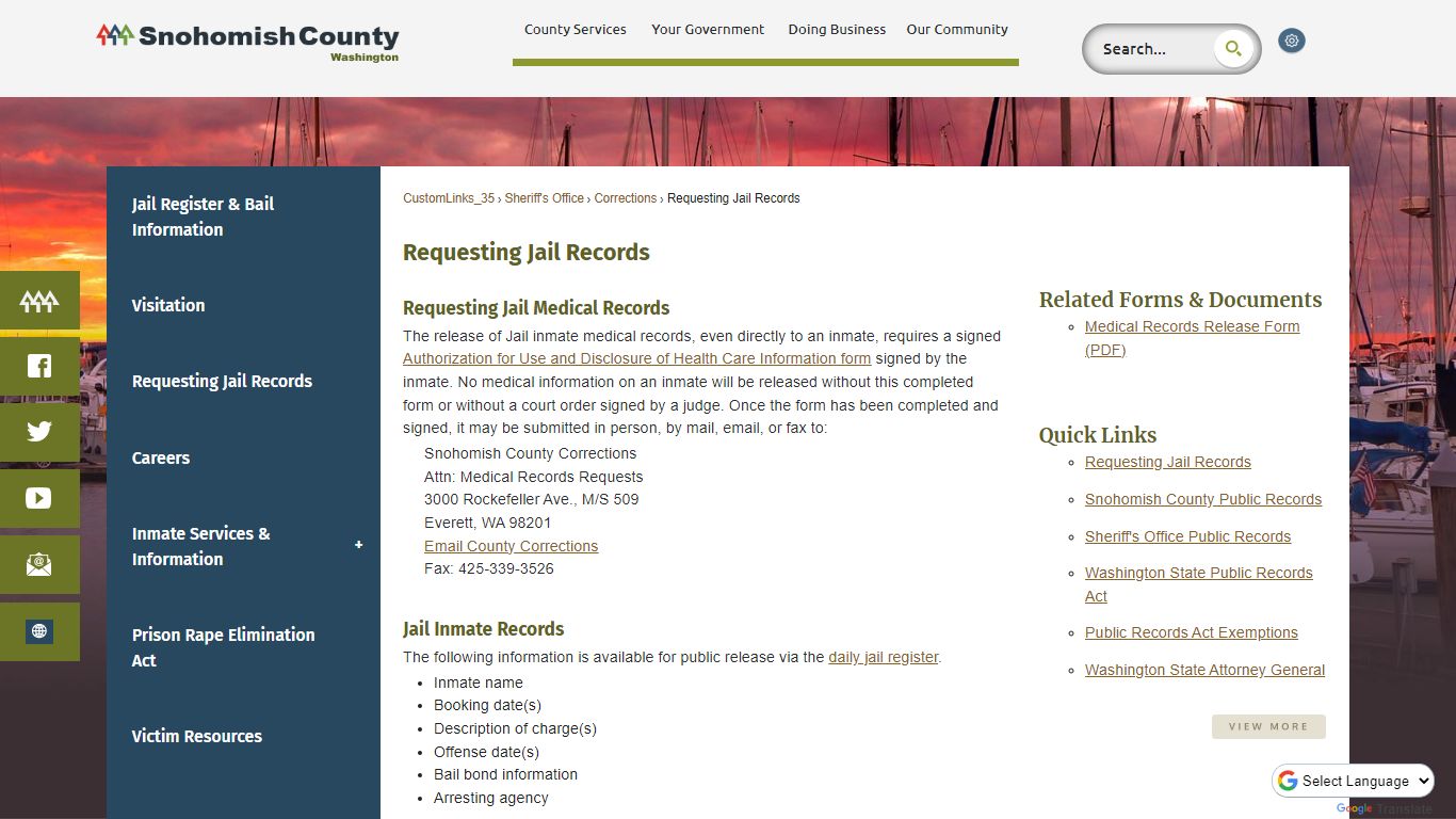 Requesting Jail Records - Snohomish County, WA - Official Website